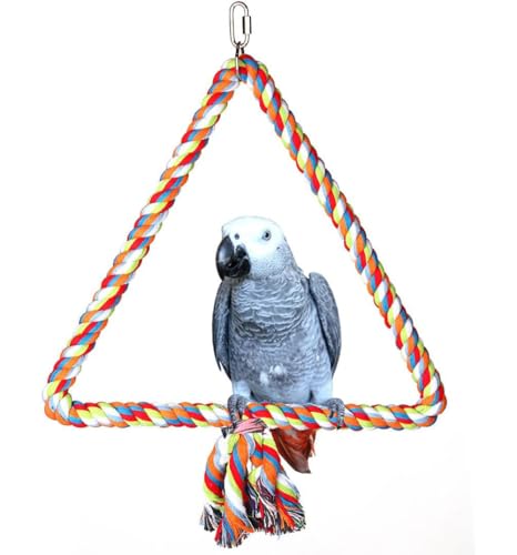 Werwing Dreiecksschaukel & Sitzstange Set | Deckenmontierbares Vogelkäfigspielzeug für Papageien, Sittiche, Sittiche | Baumwoll-Hängematte & Kletterzubehör von Werwing