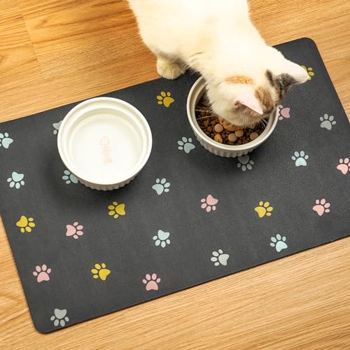 Werwing Futternapf-Matte für Hunde und Katzen, 30,5 x 48,3 cm, super saugfähig, wasserdicht, schmutzabweisend, schnell trocknend, Katzen-Tischset mit rutschfester Unterseite, dickes, langlebiges von Werwing