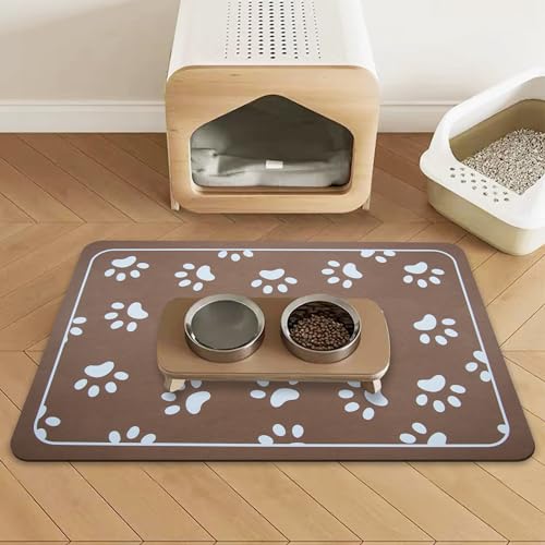 Werwing Futternapfmatte für Haustiere, 50,8 x 30,5 cm, super saugfähige Hundenapfmatte mit rutschfester Unterseite, schnell trocknende Kieselalgen-Oberfläche, wasserdichtes Katzen-/Hunde-Tischset für von Werwing