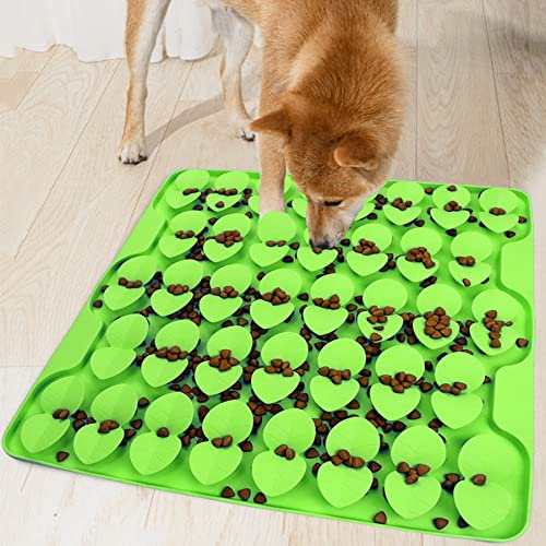 Werwing Große Silikon-Schnüffelmatte für Hunde – 2-in-1 Slow Feeder Lick Mat mit 132 Saugnäpfen, Futter-Puzzle für Stressabbau, Trocken-/Nassfutter (41,4 x 41,4 cm) von Werwing