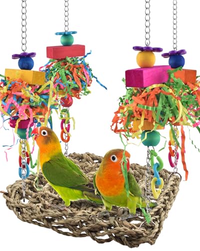 Werwing Großes Seegras Futtersuche Wandspielzeug | Kletterhängematte mit Kauspielzeug & Schaukel | Käfigzubehör für Sittiche, Sittiche, Sittiche, Sittiche, Sittiche, Nymphensittiche Werwing Großes Seegras Futtersuche Wandspielzeug | Kletterhängematte mit Kauspielzeug & Schaukel | Käfigzubehör für Sittiche, Sittiche, Sittiche, Sittiche, Sittiche, Nymphensittiche von Werwing