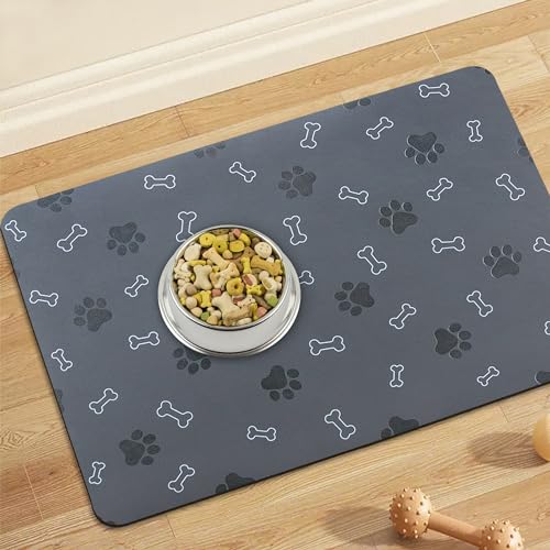 Werwing Haustier-Futtermatte für Hunde und Katzen, rutschfest, schnell trocknend, saugfähig, mit rutschfester Unterseite, Bodenschutz für unordentliche Esser, 46 x 30 cm von Werwing