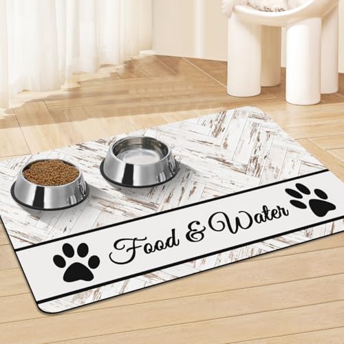 Werwing Haustier-Futtermatte für Hunde und Katzen, saugfähig, wasserdicht, rutschfest, schnell trocknend, mit stilvollem Design, 50,8 x 30,5 cm, großer Bodenschutz von Werwing