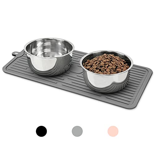 Werwing Haustier-Tischset für Hunde und Katzen, 46,5 x 20,1 cm, wasserdichte Silikonmatte für Futter- und Wassernäpfe, rutschfestes, überlaufsicheres Design, leicht zu reinigen, spülmaschinenfest von Werwing