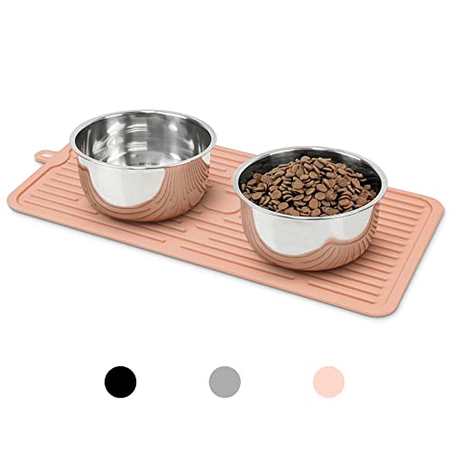 Werwing Haustier-Tischset für Hunde und Katzen, 46,5 x 20,1 cm, wasserdichte Silikonmatte für Futter- und Wassernäpfe, rutschfestes, überlaufsicheres Design, leicht zu reinigen, spülmaschinenfest von Werwing