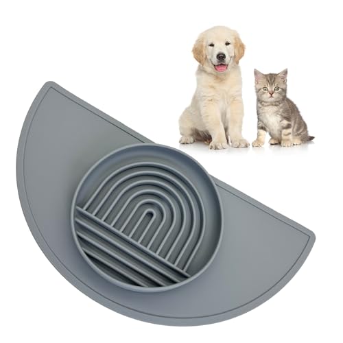 Werwing Haustierfuttermatte & langsames Fressnapf-Set – wasserdichte Silikon-Hundenapfmatte, rutschfeste erhöhte Kanten, Angstlinderung, Leckmatte für Hunde und Katzen, leicht zu reinigen von Werwing