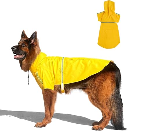 Werwing Hunde-Regenmantel, verstellbar, wasserdicht, leicht, Phocho mit reflektierendem Streifen für Hunde von Werwing
