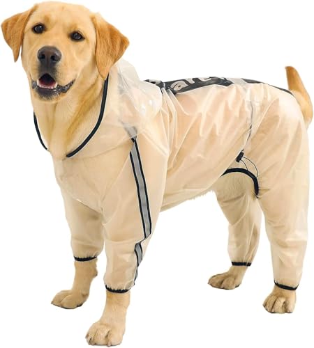 Werwing Hunde-Regenmantel mit Kapuze – wasserdichte, reflektierende Hunde-Regenjacke, atmungsaktiv, leicht, Welpen-Regenmantel für kleine, mittelgroße und große Hunde von Werwing