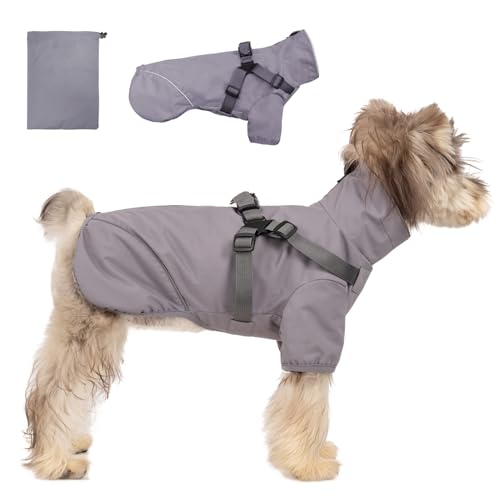 Werwing Hunde-Regenmantel mit Kapuze – wasserdichte Regenjacke für kleine/mittelgroße/große Hunde, reflektierender, verstellbarer Haustier-Regenmantel mit integriertem Loch für die Leine und von Werwing