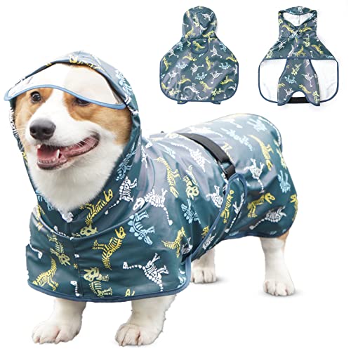 Werwing Hunde-Regenmantel mit transparenter Kapuze – wasserdichte Hunde-Regenjacke für kleine/mittelgroße/große Hunde, verstellbarer Bauchgurt, winddichtes Design, leichte und einfach anzubringende von Werwing