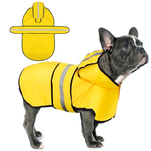 Werwing Hunde-Regenmantel – strapazierfähige, wasserdichte Jacke mit reflektierenden Streifen, praktisches Loch für die Leine und verstellbare Passform für Hunde von Werwing