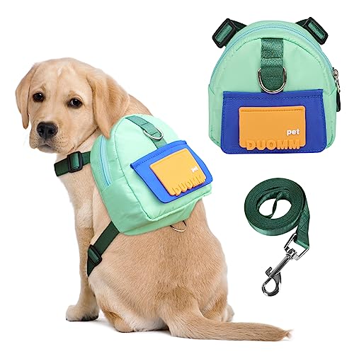 Werwing Hunderucksack-Geschirr mit Leine, verstellbar, kein Ziehen, Haustier-Tragetasche für kleine/mittelgroße Hunde, integrierter Kotbeutelspender und atmungsaktives, gepolstertes Design für Wandern Werwing Hunderucksack-Geschirr mit Leine, verstellbar, kein Ziehen, Haustier-Tragetasche für kleine/mittelgroße Hunde, integrierter Kotbeutelspender und atmungsaktives, gepolstertes Design für Wandern von Werwing