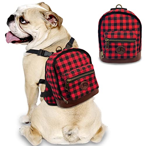 Werwing Hunderucksack für kleine Hunde - Niedliches Geschirr mit integriertem Kotbeutelspender, PU-Leder-Design | Tragbare Welpentrage zum Wandern, Training und täglichen Abenteuern von Werwing