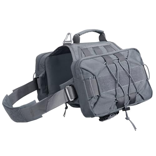 Werwing Hundesatteltasche Rucksack - Verstellbares Wandern/Camping-Geschirr für mittelgroße & große Hunde mit erweiterbaren Seitentaschen, strapazierfähiges 900D-Nylon & Reißverschlüsse von Werwing