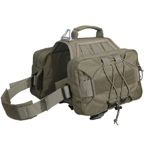 Werwing Hundesatteltasche Rucksack - Verstellbares Wandern/Camping-Geschirr für mittelgroße & große Hunde mit erweiterbaren Seitentaschen, strapazierfähiges 900D-Nylon & Reißverschlüsse von Werwing