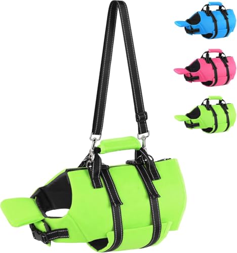 Werwing Hundeschwimmweste, hoher Auftrieb, verstellbar, reflektierend, mit Reißverschluss auf der Rückseite, für kleine, mittelgroße Hunde, Schwimmen, Bootfahren von Werwing