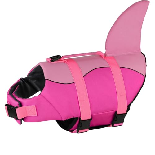 Werwing Hundeschwimmweste – Haifischflossen-Schwimmweste zum Schwimmen und Bootfahren, verstellbare schwimmende Schwimmweste mit Rettungsgriff für kleine/mittelgroße/große Hunde und Katzen von Werwing