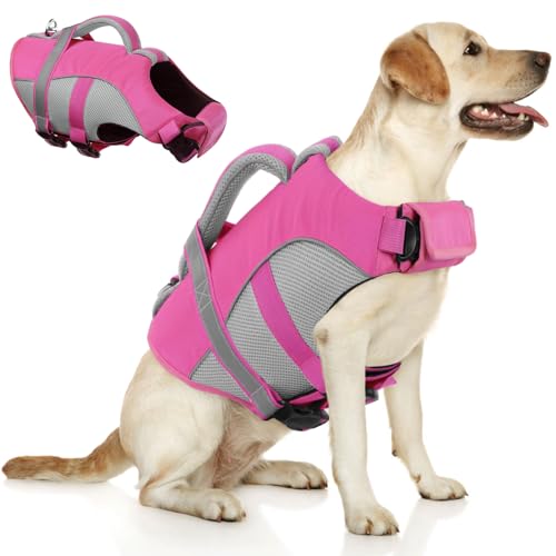 Werwing Hundeschwimmweste - Verstellbare Ripstop-Schwimmweste mit überlegenem Auftrieb und Rettungsgriff zum Schwimmen, Bootfahren, Surfen von Werwing