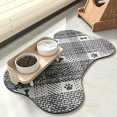 Werwing Knochenförmige Futtermatte für Haustiere – saugfähige Hundenapfmatte für schlampige Trinker, wasserdicht, rutschfest, schnell trocknend, 30,5 x 48,3 cm Bodenschutz von Werwing