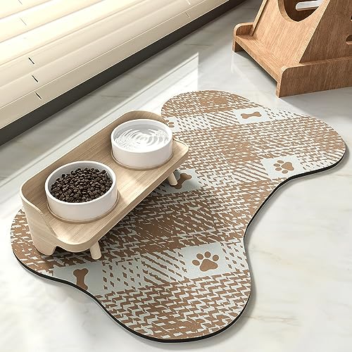 Werwing Knochenförmige Futtermatte für Haustiere – saugfähige Hundenapfmatte für schlampige Trinker, wasserdicht, rutschfest, schnell trocknend, 40,6 x 61 cm Bodenschutz von Werwing