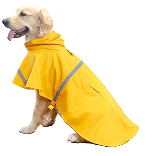 Werwing Regenmantel für Hunde, wasserdicht, sichtbar und verstellbar, mit reflektierendem Streifen, Kapuze für Hunde von Werwing