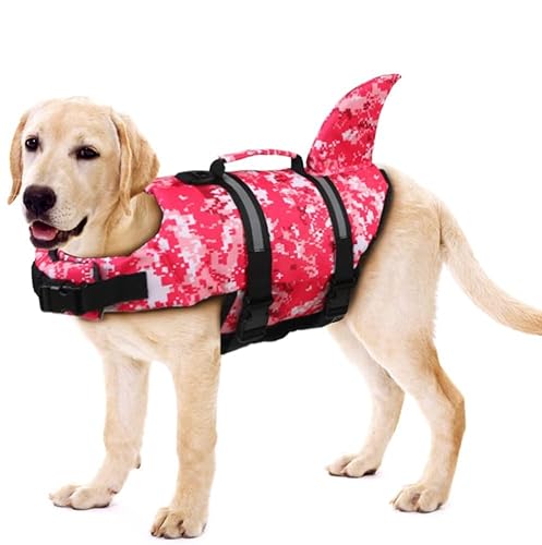 Werwing Shark Hundeschwimmweste – verstellbare Schwimmweste mit Rettungsgriff und reflektierendem Design für kleine, mittelgroße Hunde, Katzen | Sicherheitsausrüstung für Pool, Strand und Bootfahren von Werwing