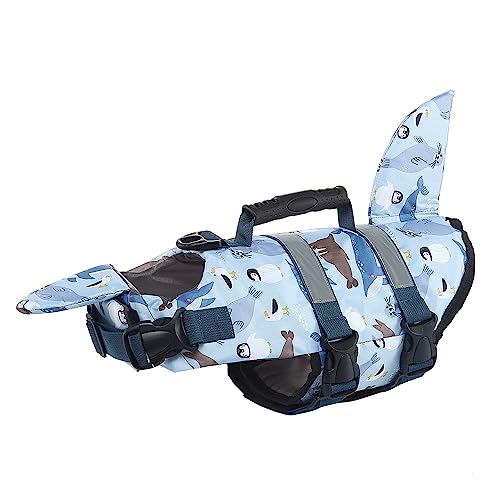 Werwing Shark Tail Hundeschwimmweste, reflektierend, verstellbar, Schwimmweste für kleine, mittelgroße Hunde, Katzen, Sicherheitsausrüstung mit Rettungsgriff für Schwimmen, Bootfahren und Training von Werwing
