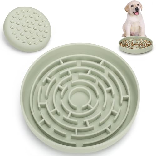 Werwing Slow Feeder Hundenapf – 19,1 cm Silikon-Labyrinth-Puzzle-Schüssel mit Saugfuß, um schnelle Fresser zu verlangsamen, die Verdauung zu unterstützen und Angst zu reduzieren, für kleine von Werwing