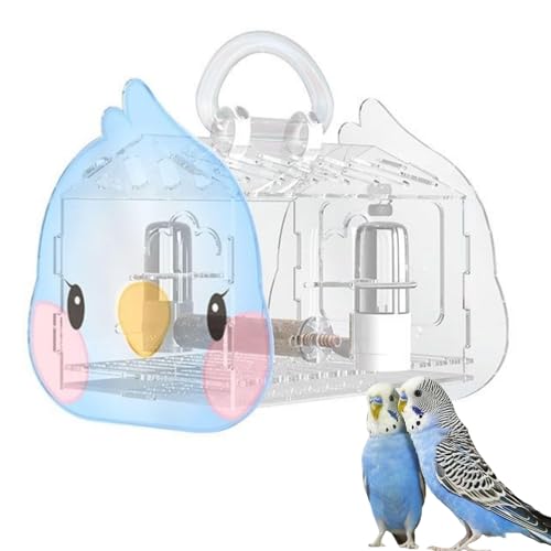 Werwing Transparente Vogel-Reisekäfig-Tragetasche – tragbarer Rucksack mit Sitzstange und Näpfen | Modische, atmungsaktive Tragetasche für Sittiche, Lovebirds & kleine Vögel von Werwing