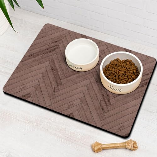Werwing Umweltfreundliche Futtermatte für Haustiere, 50,8 x 30,5 cm, saugfähig, wasserdicht, schnell trocknend, Hundefuttermatte für Böden mit rutschfester Unterseite, stilvolles Katzen-/Hundezubehör von Werwing