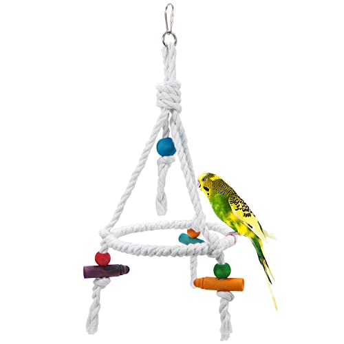 Werwing Vogelspielzeug - Baumwollschaukel mit Kauspielzeug für Sittiche, Papageien & kleine Vögel - Sicher, Spaß & Entwicklung - Boosting von Werwing