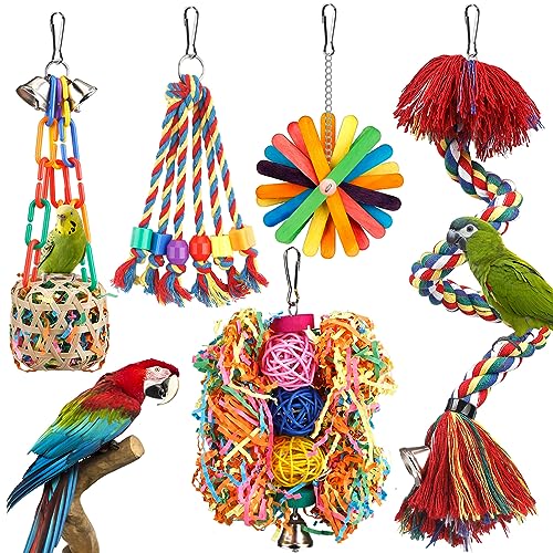 Werwing Vogelspielzeug und Seilsitz-Set mit Glocken, Futtersuche, Klettern, Kauspielzeug für Sittiche, Papageien, Nymphensittiche, Käfigzubehör, 5-teilig Werwing Vogelspielzeug und Seilsitz-Set mit Glocken, Futtersuche, Klettern, Kauspielzeug für Sittiche, Papageien, Nymphensittiche, Käfigzubehör, 5-teilig von Werwing
