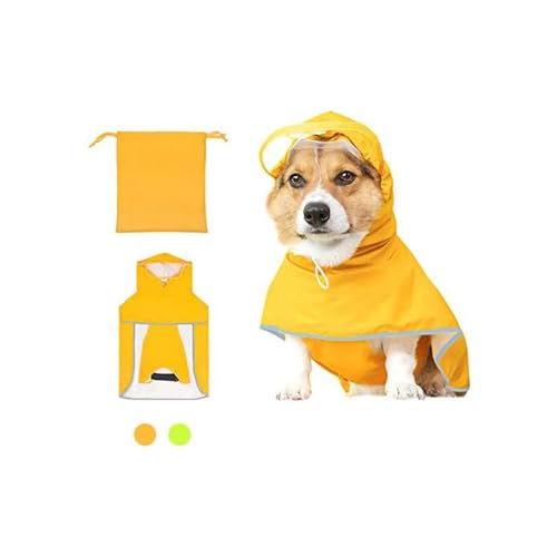 Werwing Wasserdichter Hunde-Regenmantel mit vollem Bauchschutz, reflektierende Kapuzenjacke für kleine/mittelgroße Hunde, leichter Poncho und Aufbewahrungstasche im Lieferumfang enthalten von Werwing
