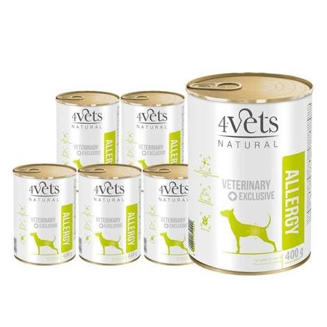 Westho Petfood | 4Vets Allergy Premium 24 x 400 g Nassfutter für Hunde | Getreidefrei | bei Allergien & Unverträglichkeiten | Hundefutter von Tierärzten von Westho