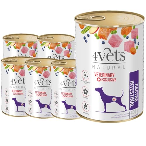 Westho Petfood | 4Vets Gastro Intestinal Premium 24 x 400 g Nassfutter für Hunde | Getreidefrei | Für die Magen-Darm Unterstützung | Hundefutter nass von Tierärzten von Westho