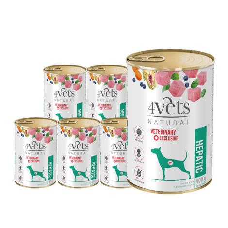 Westho Petfood | 4Vets Hepatic Premium 24 x 400 g Nassfutter für Hunde | Getreidefrei & geringer Fettgehalt | Hochverdauliche Kohlenhydrate | Hundefutter nass von Tierärzten von Westho