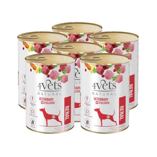 Westho Petfood | 4Vets Renal Premium 6 x 400 g Nassfutter für Hunde mit Nierenproblemen | Getreidefrei & geringer Fettgehalt | Hochwertige Proteine | Hundefutter nass von Tierärzten von Westho
