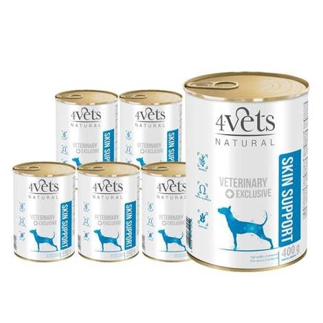 Westho Petfood | 4Vets Skin Support Premium 24 x 400 g Nassfutter für Hunde | Getreidefrei | Unterstützt die Hautfunktion | Hundefutter nass von Tierärzten von Westho