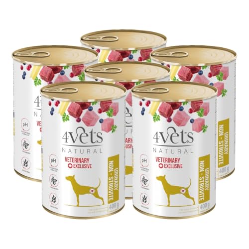 Westho Petfood | 4Vets Urinary Support 6 x 400 g Diät-Nassfutter für Hunde mit Harnwegserkrankungen | Getreidefrei | Reduzierter Natrium- & Kaliumgehalt | Hundefutter von Tierärzten von Westho