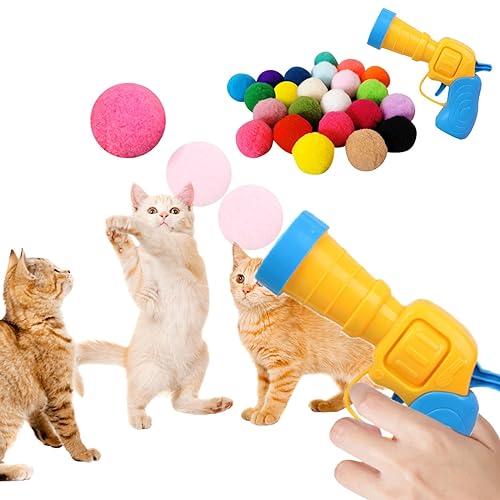 Wetoothi 50 Bälle Katzenspielzeug Interaktives Launch-Training, kreatives Kätzchen-Mini-Plüschball-Spielzeug, lindert Depressionen, Stretch-Plüschball-Spielzeug, geräuschloser Haustierbedarf von Wetoothi