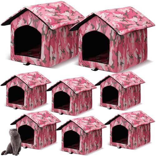 Weysat 8 Stück wasserdichte streunende Katzen Unterschlupf Warm Outdoor Katzenhaus Faltbares Haustierbett mit Zeltheringen Winter Wetterfest Wildkatzenhöhle für draußen streunende Hundehütte Wildtier von Weysat