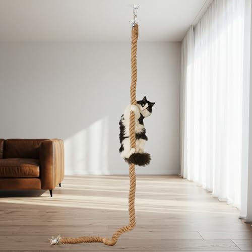 Weysat Katzenkletter-Juteseil mit Haken, Deckenmontage, Kätzchen, Kratzbaum, Kletterseil, Spielzeug für drinnen und draußen, 5 cm x 2,7 m Weysat Katzenkletter-Juteseil mit Haken, Deckenmontage, Kätzchen, Kratzbaum, Kletterseil, Spielzeug für drinnen und draußen, 5 cm x 2,7 m von Weysat