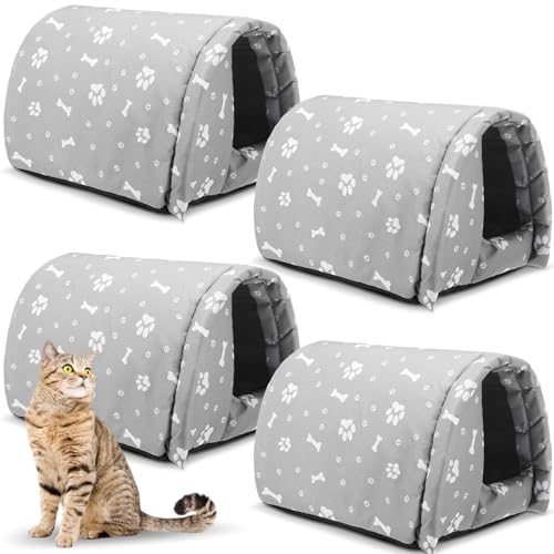 Weysat Streunende Katzenhütte, wasserdicht, für den Außenbereich, faltbar, warm, wilde Katzenhöhle für den Winter, kleine Katze, Hund, Kätzchen, Zelt, Bett, Zwinger, Welpen, Grau, 4 Stück Weysat Streunende Katzenhütte, wasserdicht, für den Außenbereich, faltbar, warm, wilde Katzenhöhle für den Winter, kleine Katze, Hund, Kätzchen, Zelt, Bett, Zwinger, Welpen, Grau, 4 Stück von Weysat