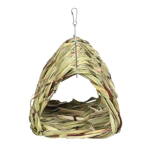 Wezalget Hängbares Vogelnest - Handgewebtes stabiles Dreiecksform Vogelnest zum Aufhängen - Multifunktionale Kuschelhöhle, einfache Installation, natürliches Rattan-Schlafbett für von Wezalget