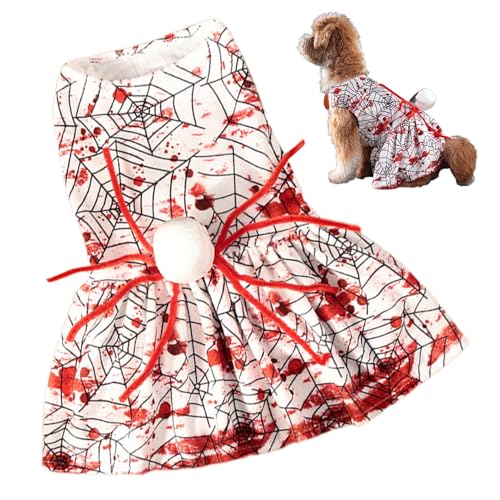 Wezalget Halloween-Kostüm für Welpen, Halloween-Spinnen-Hundekleidung – bequeme Hunde-Urlaubsröcke, blutiges Halloween-Kostüm für kleine und mittelgroße Hunde Wezalget Halloween-Kostüm für Welpen, Halloween-Spinnen-Hundekleidung – bequeme Hunde-Urlaubsröcke, blutiges Halloween-Kostüm für kleine und mittelgroße Hunde von Wezalget