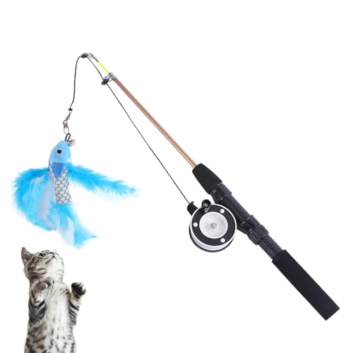 Wezalget Katzenspielzeug Angelrute,Angelrute Katzenspielzeug,Einziehbares Katzenspielzeug für Hauskatzen - 2-teiliges langes Katzenspielzeug, Katzentrainingsspiel für Kätzchen, drinnen gelangweilte Wezalget Katzenspielzeug Angelrute,Angelrute Katzenspielzeug,Einziehbares Katzenspielzeug für Hauskatzen - 2-teiliges langes Katzenspielzeug, Katzentrainingsspiel für Kätzchen, drinnen gelangweilte von Wezalget