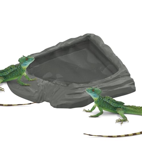 Wezalget Schildkröten Wasserschüssel | Gecko Badebecken - Wassernapf Mit Breiter Öffnung Für Futter Und Wasser Im Terrarium Und Freiland Für Gecko, Bartagamen, Schlange Reptilien von Wezalget