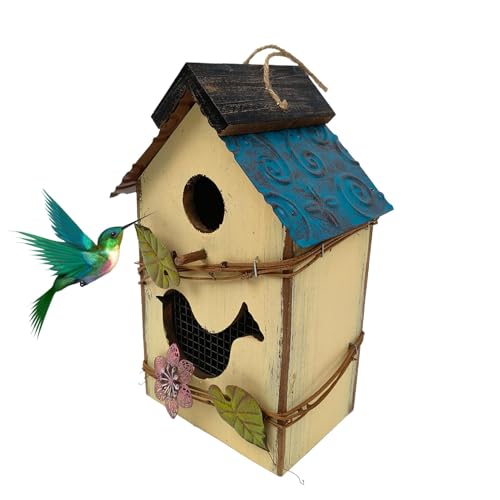 Wezalget Vogelhäuser aus für draußen – niedliche hängende Vogelhäuser aus für den Außenbereich – dekorative Gartendekoration, schützender multifunktionaler Vogelkäfig für den Außenbereich, von Wezalget
