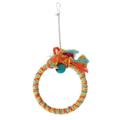 2 Stück Baumwollseil Ringschaukel Vogelspielzeug für Papageienkäfig Garten und Fenster,hängendes Spielzeug,für Wellensittiche,Nymphensittiche und Alle Vögel Vogelkäfig,20cm Durchmesser,Bunt von Whakano