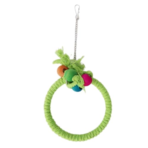 2 Stück Baumwollseil Ringschaukel Vogelspielzeug für Papageienkäfig Garten und Fenster,hängendes Spielzeug,für Wellensittiche,Nymphensittiche und Alle Vögel Vogelkäfig,20cm Durchmesser,Grün von Whakano